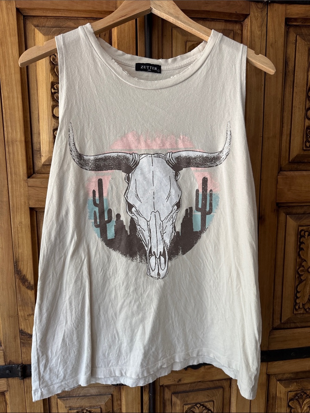 Zutter Cream Desert Skull Graphic Tank